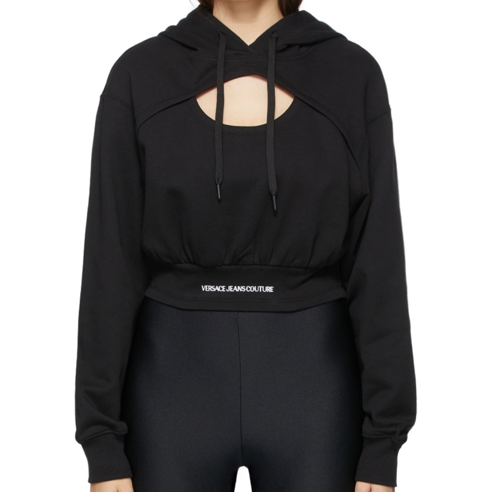 Versace Jeans Couture Black Cut-Out Hoodie *missing drawstring*